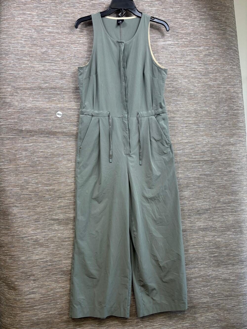 REI Co-op Jumpsuit Womens Size Small Green Sleeveless Zip Front Wide Leg Casual